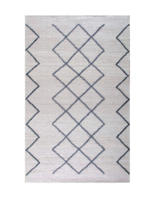 5' X 7' Kingston Ivory With Gray/blue Diamond Rug