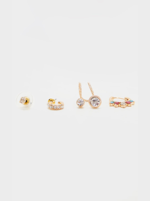 Gold Diamante Assorted Multi Pack Earrings