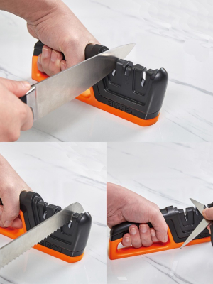 Sharpal Knife & Scissors Sharpener Black And Orange