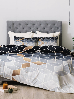 Elisabeth Fredriksson Soft Gradient Cubes Comforter Set Blue - Deny Designs