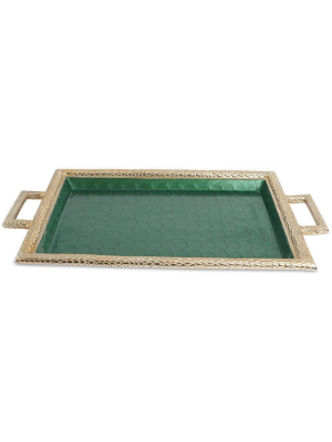 Julia Knight Florentine 23" Beveled Tray In Gold Emerald