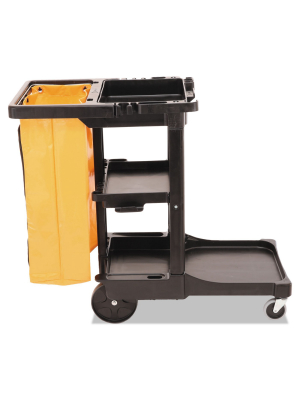 Rubbermaid Commercial Multi-shelf Cleaning Cart Three-shelf 20w X 45d X 38-1/4h Black 617388bk