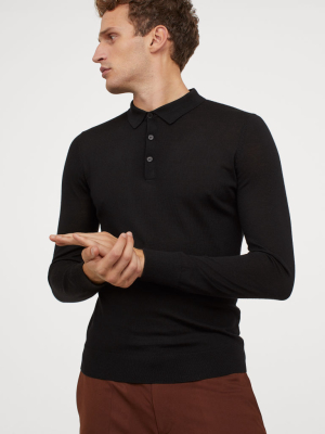 Muscle Fit Wool Polo Shirt