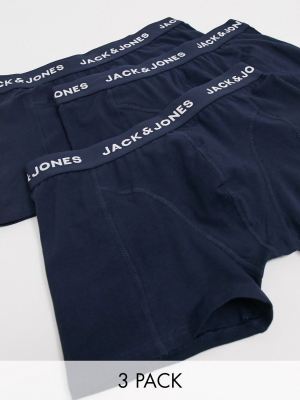 Jack & Jones 3 Pack Trunks With Contrast Waistband