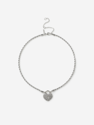 **pave Padlock Heart Necklace