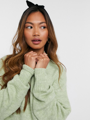 Monki Miriam High Neck Sweater In Green