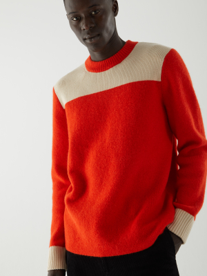 Colour Block Heavy Gauge Knitted Jumper