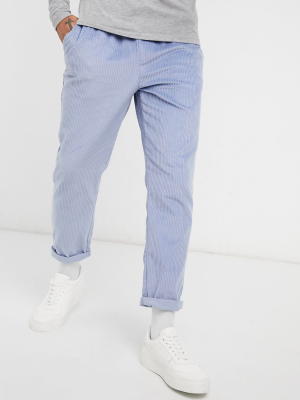 Asos Design Cord Slim Pants In Dusty Blue