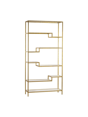 Vanguard Shelving Unit In Gold With Mirrored Surfaces