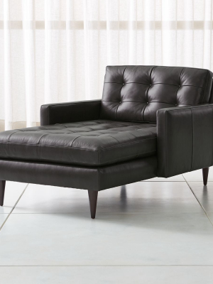 Petrie Leather Midcentury Chaise Lounge