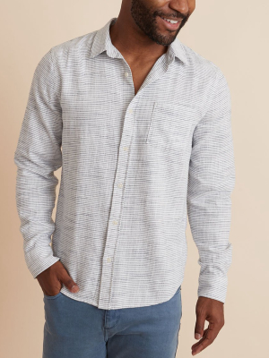 Classic Fit Selvage Shirt In Natural/navy Stripe