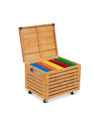 Birdrock Home Bamboo Rolling File Box