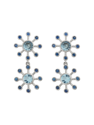 Aquamarine Blossom Dangling Earrings