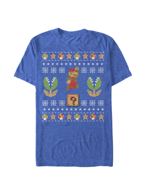 Men's Nintendo Ugly Christmas Mario Question T-shirt