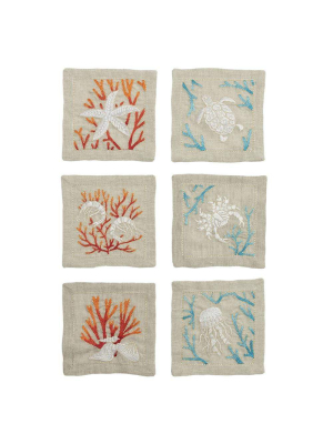 Kim Seybert Cozumel Cocktail Napkin - Set Of 6 - Natural & Multi Colored