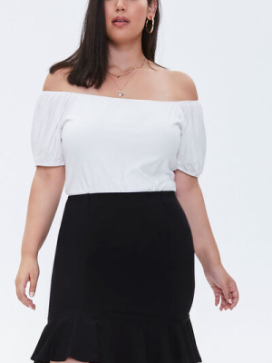 Plus Size Drop-waist Flounce Skirt