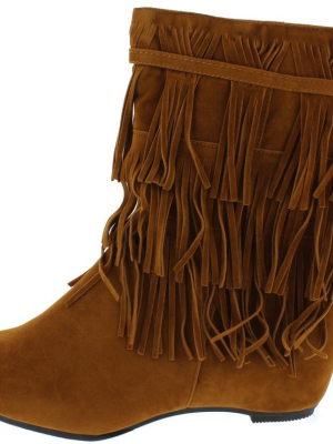 Kare5 Tan Multi Layer Fringe Overlay Boot