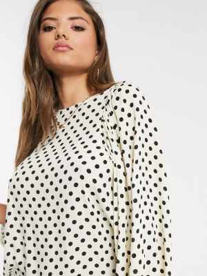 Mango Volume Sleeve Blouse In Polka Dot Print