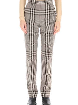 Burberry Check Pattern High Waisted Pants