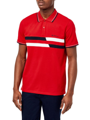 Supima Cotton Vintage Stripe Polo Shirt - Red