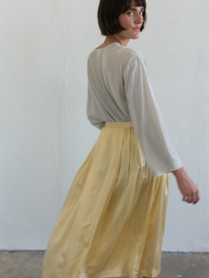 Yellow Pleated Silk Skirt