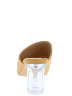 Nani Camel Square Open Toe Lucite Slide Heel