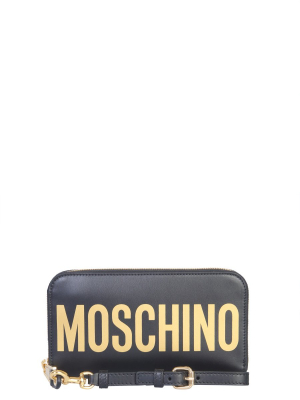 Moschino Logo Print Zip Around Wallet