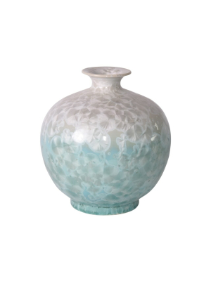 Pomegranate Vase White Green Crystal Shell