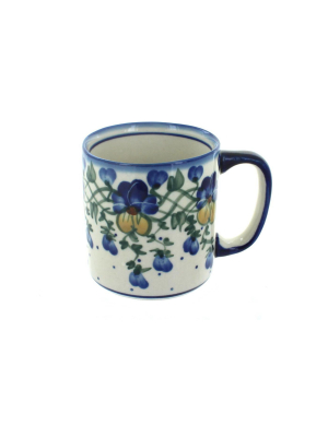 Blue Rose Polish Pottery Pansies Coffee Mug