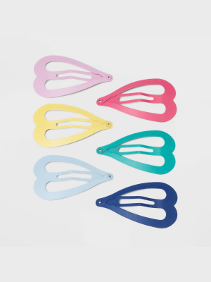 Girls' 6pk Matte Heart Clips - Cat & Jack™