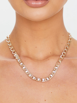 Gold Diamante Short Chain Necklace