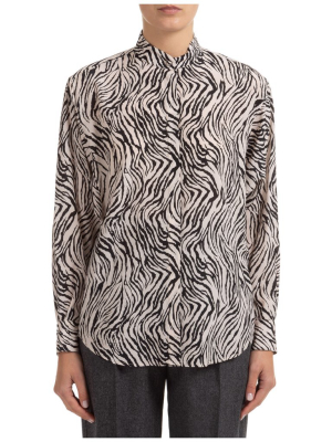 Isabel Marant Zebra Print Mandarin Collar Shirt