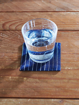 Linen Coasters, Navy/white Stripe