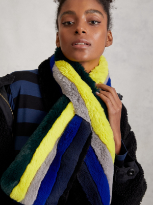 Kule Striped Faux Fur Scarf