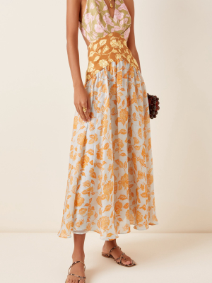 The Lovestruck Tri-printed Linen Midi Dress