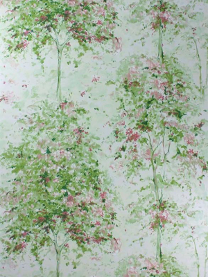 Lochwood Wallpaper In Green And Coral By Nina Campbell For Osborne & Little