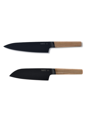 Berghoff Ron 2pc Cutlery Set, 7.5" Chef's & 6" Santoku, Natural