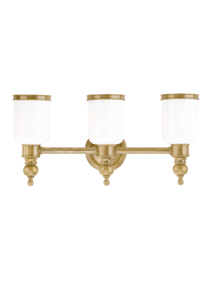 Hudson Valley Lighting Chatham 3-bulb Vanity Lamp - Aged Brass & Opal Glossy