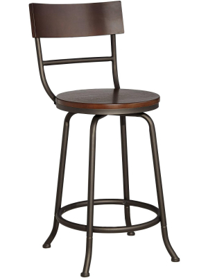 Elm Lane Langdon 24 1/4" Wood And Bronze Swivel Counter Stool