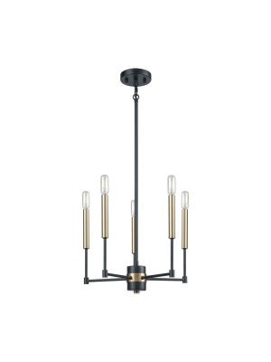 Livingston 5 Chandelier In Matte Black & Satin Brass Design By Bd Fine Lighting