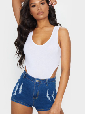 Prettylittlething Mid Blue Wash Distress Denim...