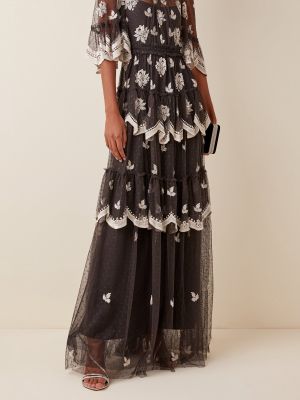 Amber Petal Embellished Tulle Gown