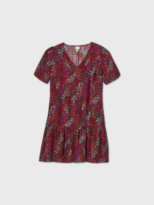 Women's Short Sleeve Ruffle Hem Dress - A New Day™