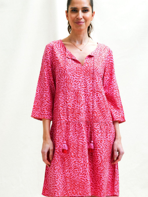 Lilian Dress | Zebra Pink/ Red