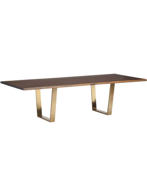 Versailles Dining Table, Seared Oak/brushed Gold