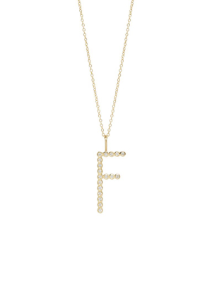 14k Bezel Diamond Letter Necklace