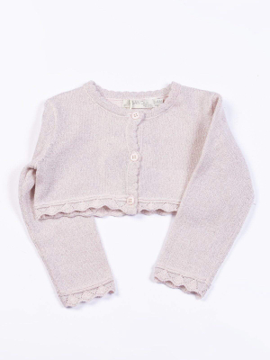 Knit Bolero Cardigan In Pastel Pink