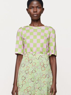 Stine Goya - Leonie Tee: Checkerboard Green