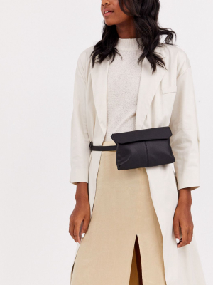 Asos Design Leather Flat Fanny Pack