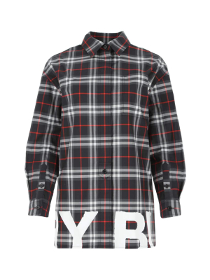 Burberry Logo Print Checked Shirt